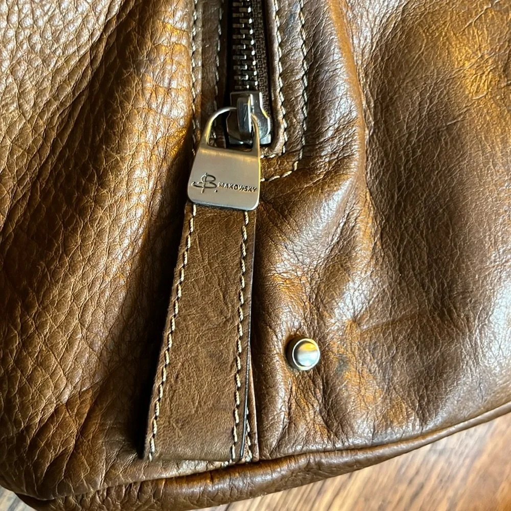 B. MAKOWSY satchel bag studded brown leather - Picture 5 of 16